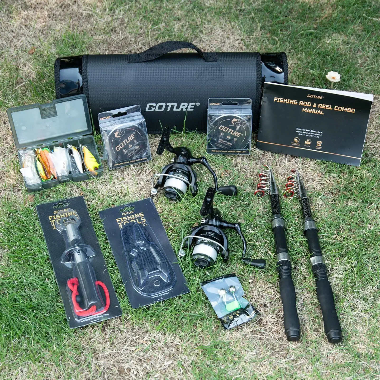 

Складной рыболовный комплект Goture: телескопическая удочка + спиннинговая катушка, набор из углеродного волокна с сумкой для переноски