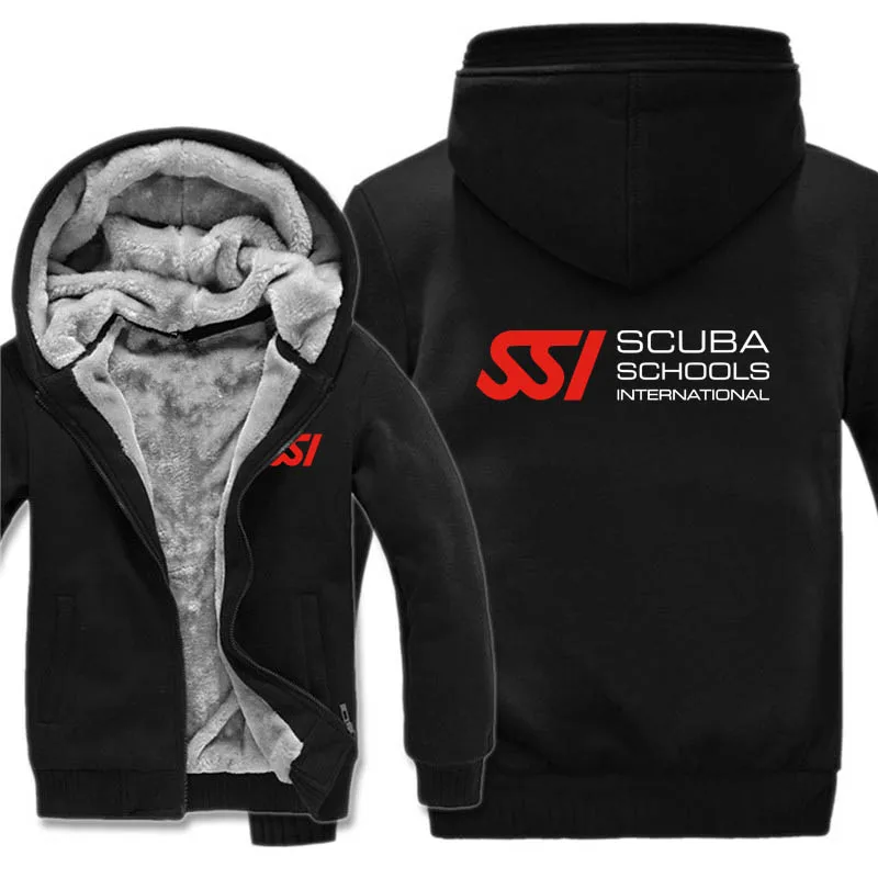 Scuba Diving Dive SSI Hoodies Fashion Jacket Winter Men Wool Liner Thick SSI Sweatshirts Man Coat