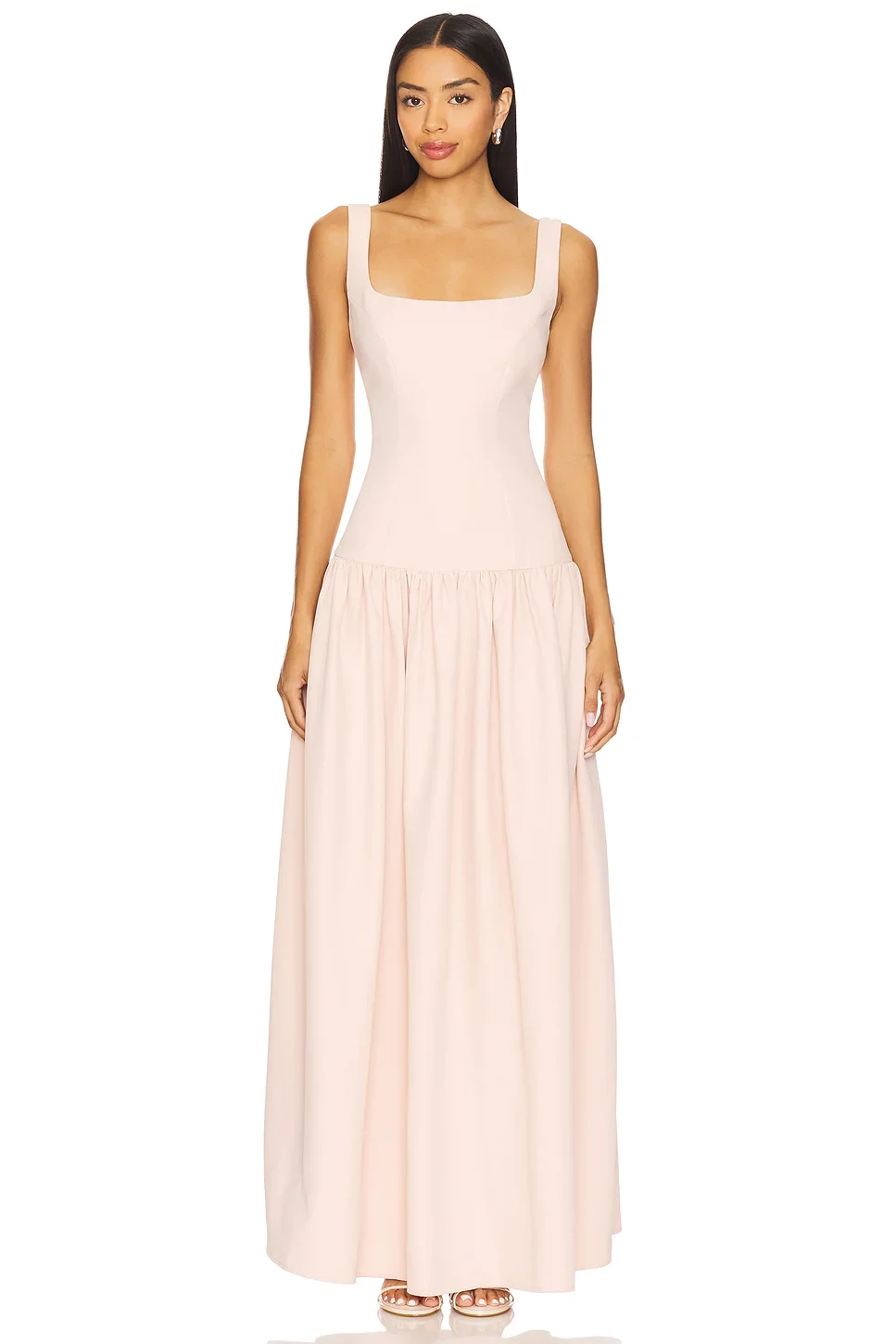 

Blush Pink Evening Dresses Square Collar Wedding Party Dress For Woman Sleeveless Straight Ankle Length Prom Dresses Customized