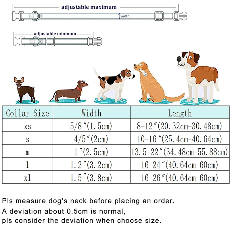 Unique Style Paws Blue Deer Christmas Dog Collar, Christmas Dog Collar with Flower Bowtie for Small Medium Large Dog