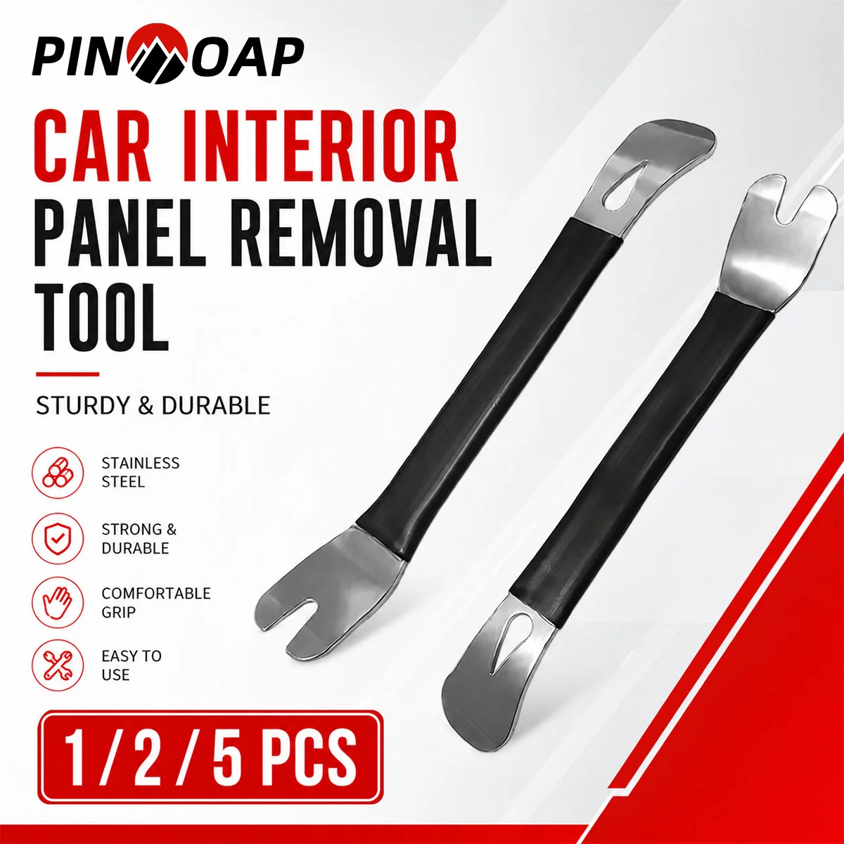 PINMOAP 1/2/5PCS Heavy Duty Stainless Steel Pry Bar Plate Flat Removal Tool For Car Woodworking Nail Pulling Motorcycle Repair