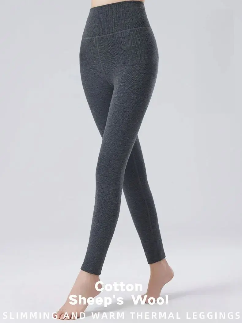 Warm Cashmere Trousers Women Autumn Winter Thick Fleece Outerwear Layering Slimming Nine-Tenths Length Leggings Stretch Soft