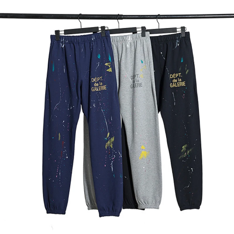 American Style Casual Cotton Sweatpants Men's Loose Fit Graffiti Letter Print Comfortable Long Pants Streetwear Trousers