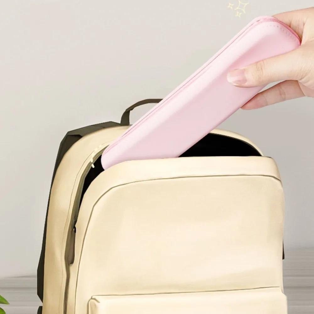 Durable Solid Color Silicone Pencil Case Multifunctional Long Pen Bag Soft Zipper Stationery Storage Bag