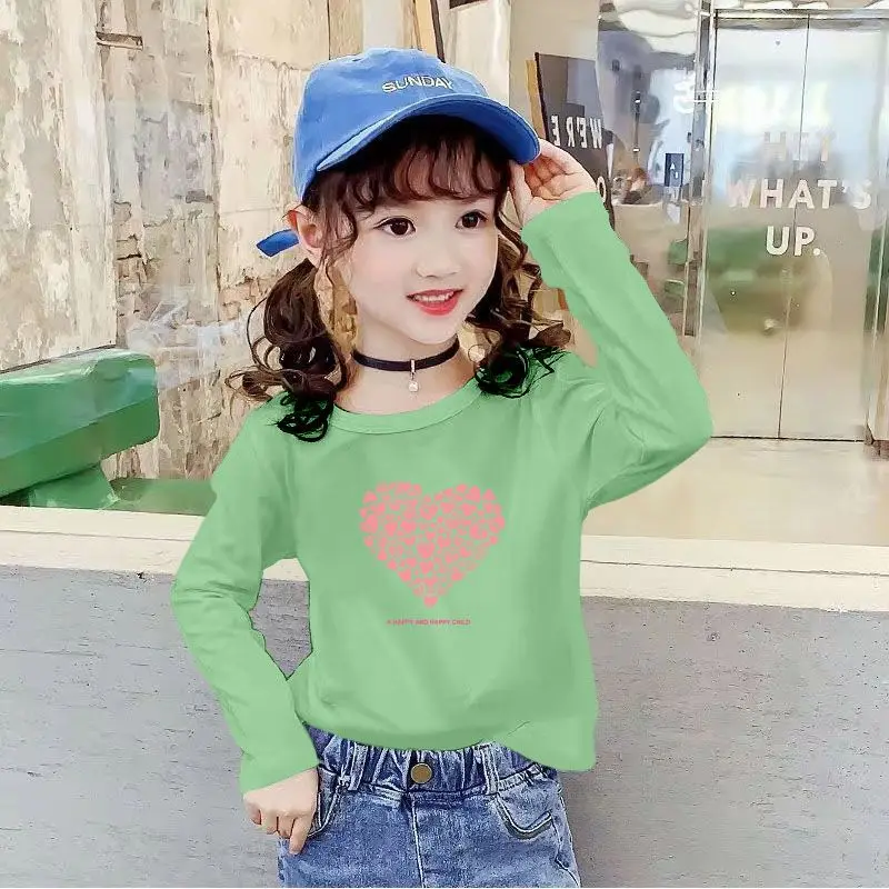 

Spring Autumn New Fashion Kids Round Neck Long Sleeved Children's Clothing Loose Print Sweat Kawaii Children Clothes T-Shirts