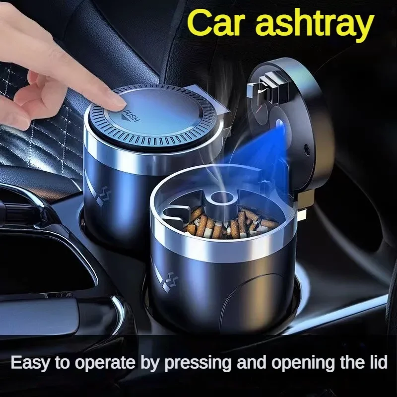 Car ashtray multi-function with cover light anti-fly ash does not drop ash high-grade car personalized auto supplies auto parts