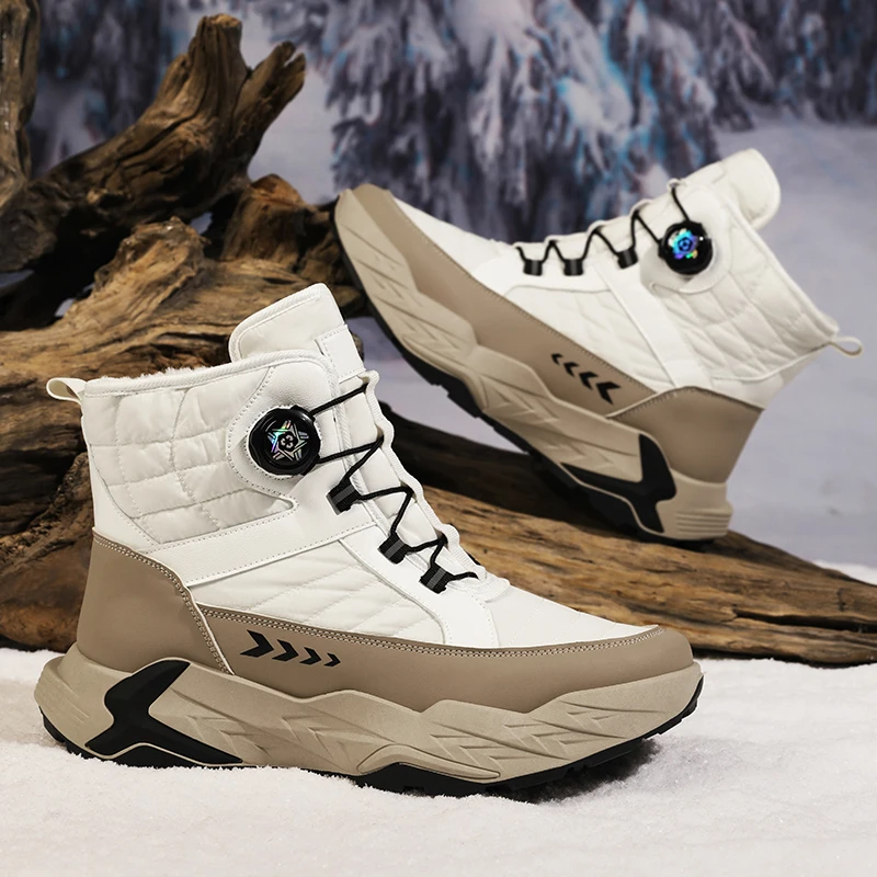 

Men's fashion hight top cotton winter casual anti slip wear-resistant thick soled outdoor shoes plush thicken comfort snow boots
