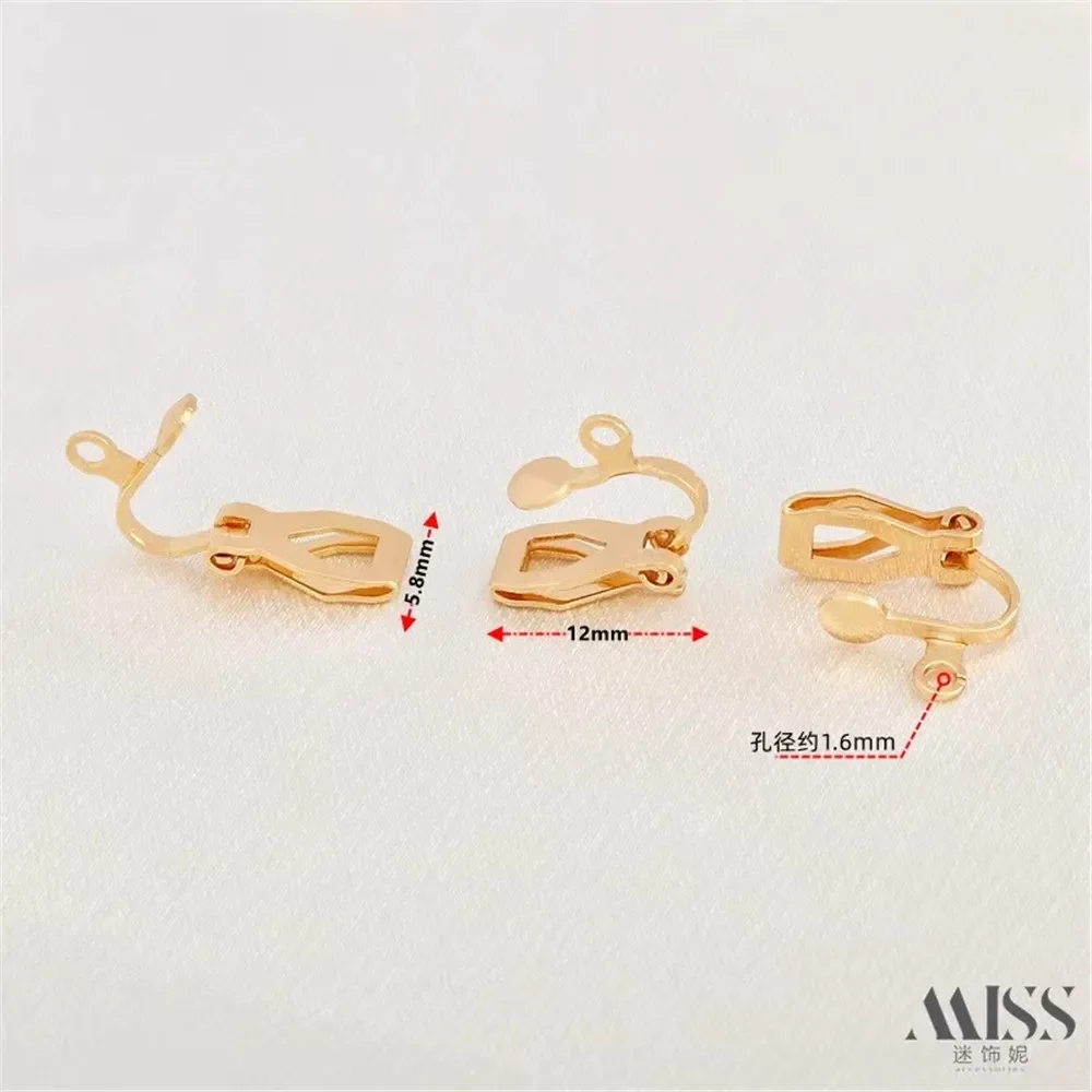14K Gold Plated Ear Hole Free with Hanging Ear Clip Spring Clip Triangle Clip DIY Handmade Earrings Ear Accessories Clip Ear