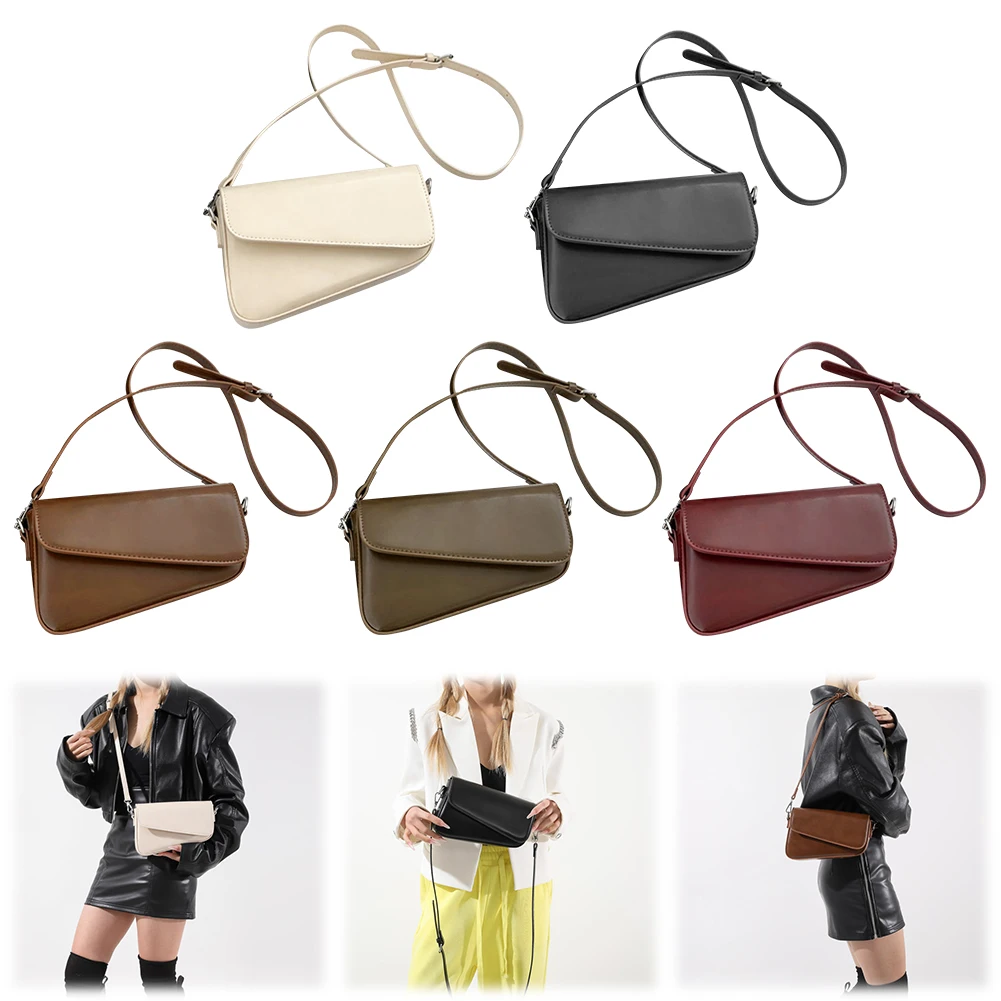 

Women PU Small Square Bag Solid Color Flap Shoulder Bag All-Match Daily Satchel Bag Adjustable Strap Outdoor Travel Bag