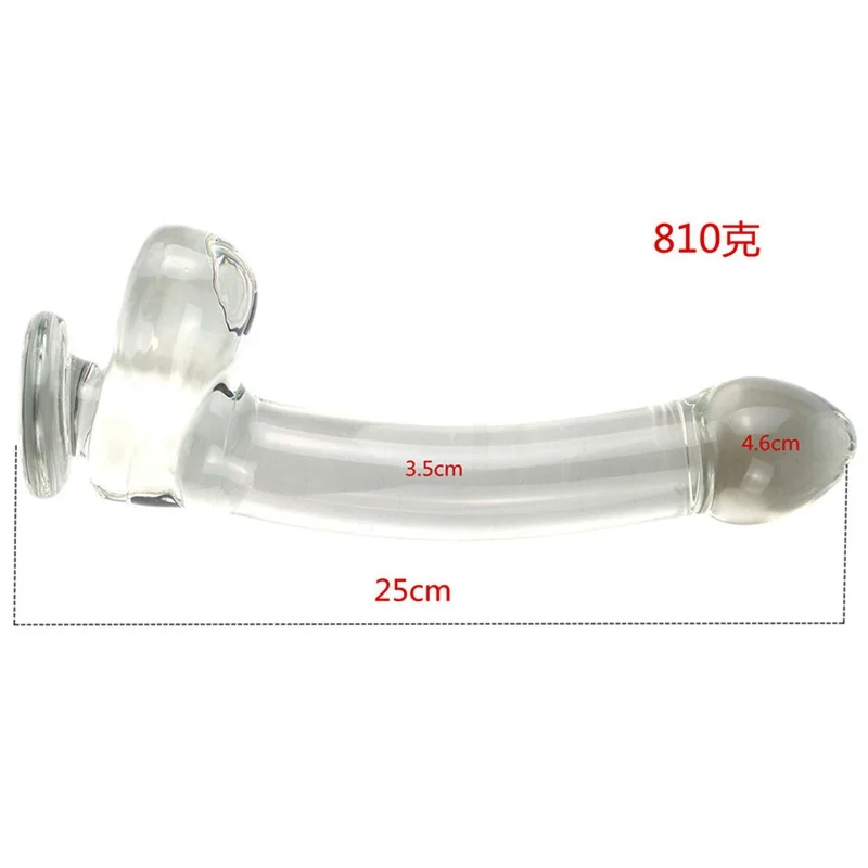 قضيب اصطناعي زجاجي شفاف كبير جدًا مصمم حديثًا لتحفيز البظر/G-spot ومقبس شرجي مدلك، لعبة جنسية للبالغين 18+