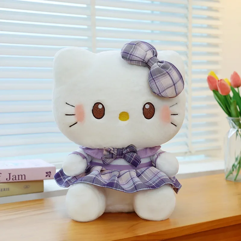 Sanrio 40-60CM Kuromi Hello Kitty Doll Plush Stuffed Animal Toys Childrens and Girls Plushies Skirt Kuromi  Doll Children Gifts