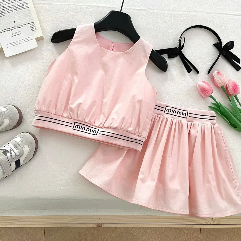 

Children's Outfit Set Skirt New Summer Girl Baby Cute Stylish Sleeveless Vest Top+Two-Piece Skirt Set Trendy