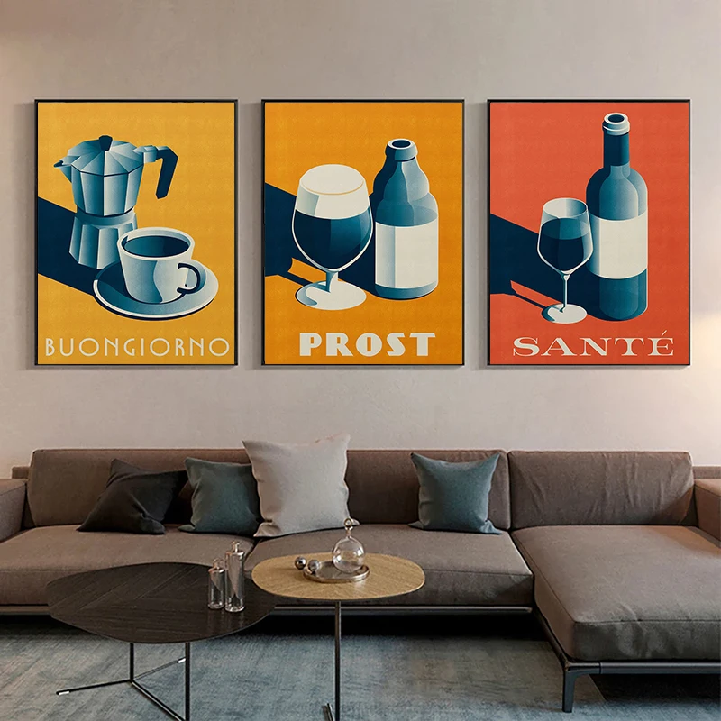 Vintage Canvas Painting Buongiorno Good Morning Coffee Wall Pictures Art Print Kitchen Cafe Shop Poster Art Home Decor Cuadros