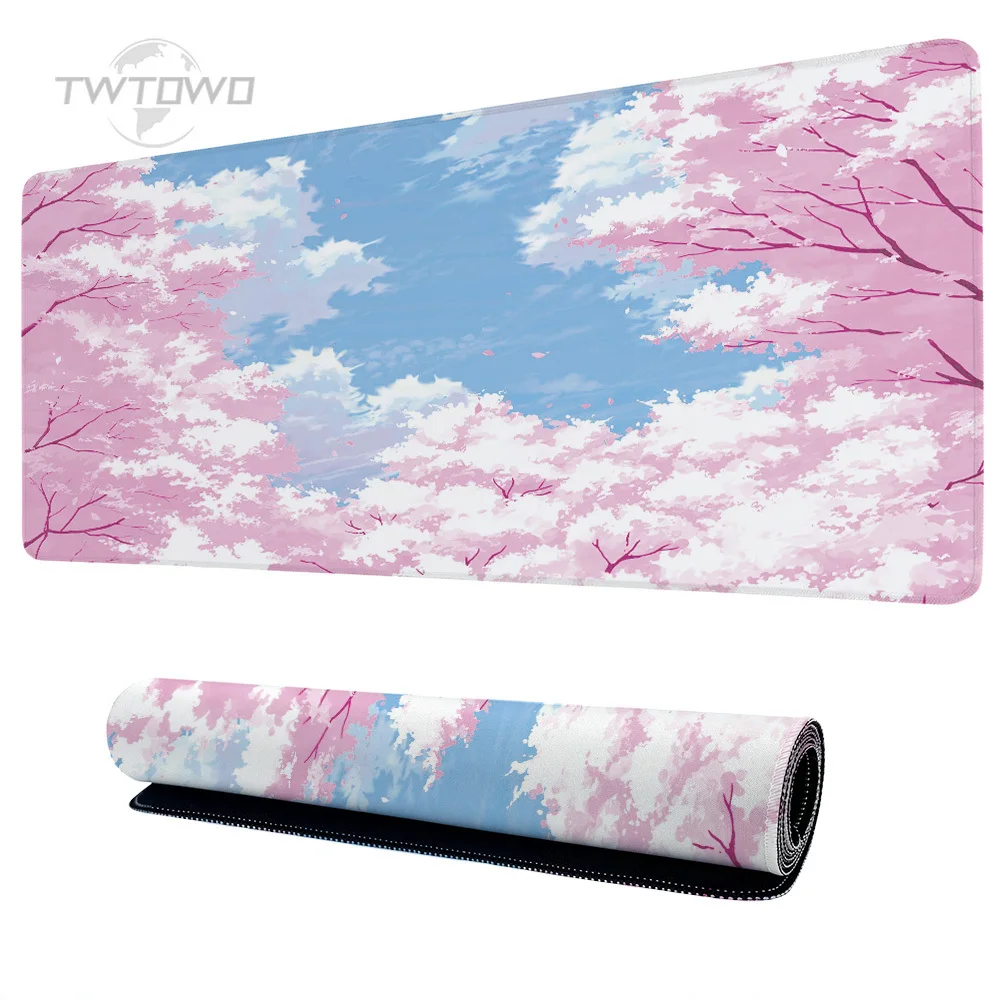 Blue Sky Pink Trees Mouse Pad Gaming XL Home New Custom Mousepad XXL Playmat Carpet Office Gaming laptop Mouse Mats Table Mat