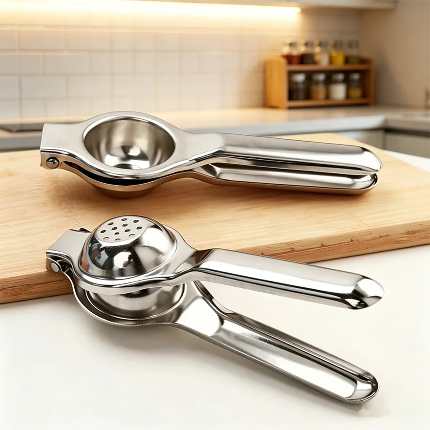 Stainless steel hand-pressed lemon tongs for home use, mini creative fruit lemon juice press