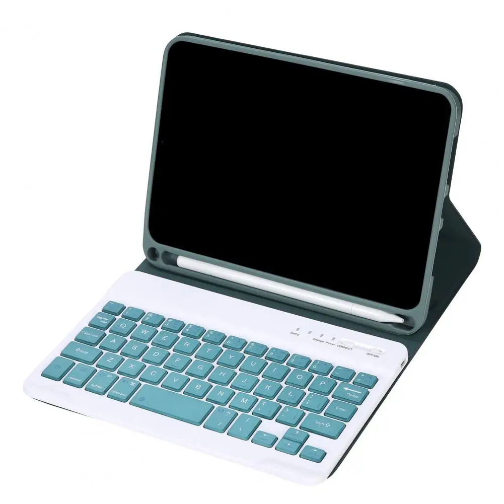 Wireless Keyboard Case Candy Color Bluetooth-compatible Keypad Case with Pencil Holder for iPad Mini 6
