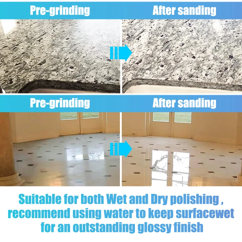 CMCP 1 قطعة لوحة تلميع الماس 4 بوصة 100 مللي متر رطب/جاف للخرسانة حجر الرخام طحن الرملي القرص مجموعة 50-10000 حصى