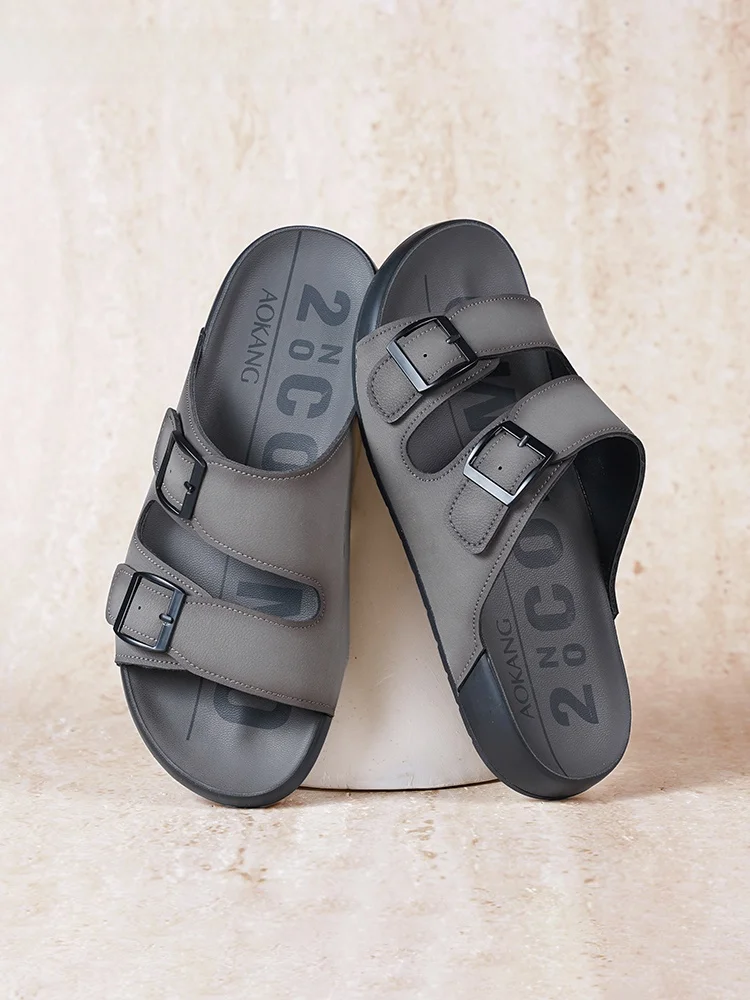 

Aokang Men's Slippers 2025 Summer New Casual Outdoor Sandals Beach oes Soft Bot Retro oes