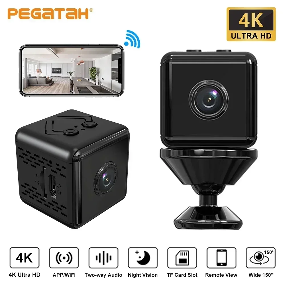 PEGATAH Mini telecamera WIFI 4K Full HD videocamera di sicurezza domestica visione notturna Micro Cam Motion Detection Video Monitor remoto