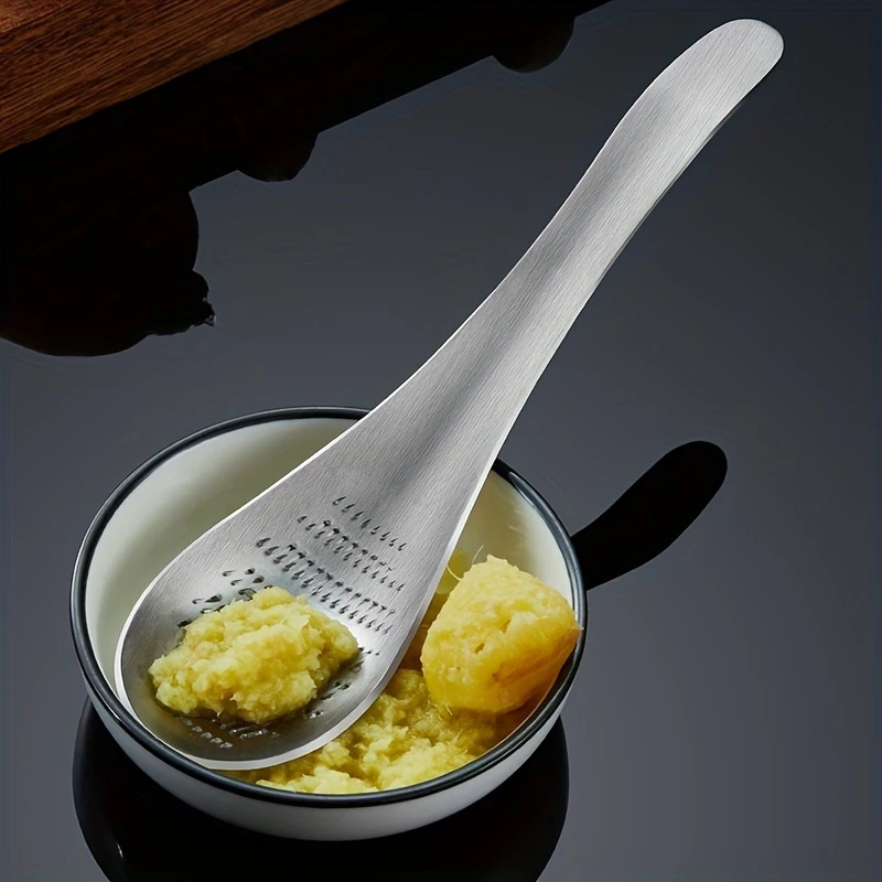 1pc Stainless Steel Ginger And Garlic Crushing Spoon - Manual Kitchen Tool For Mud, Easy To Clean, Durable Design