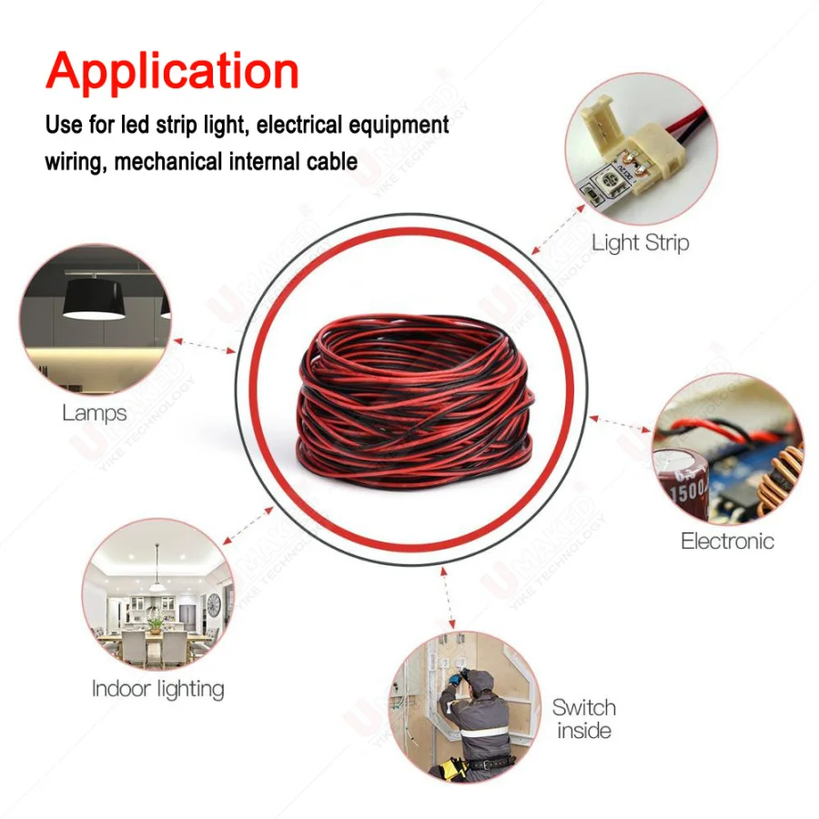 50/100pcs 2Pins 4pins wires cable, AWG22 thinned copper wire for strip light extend wire LED wire electric cable led accessories