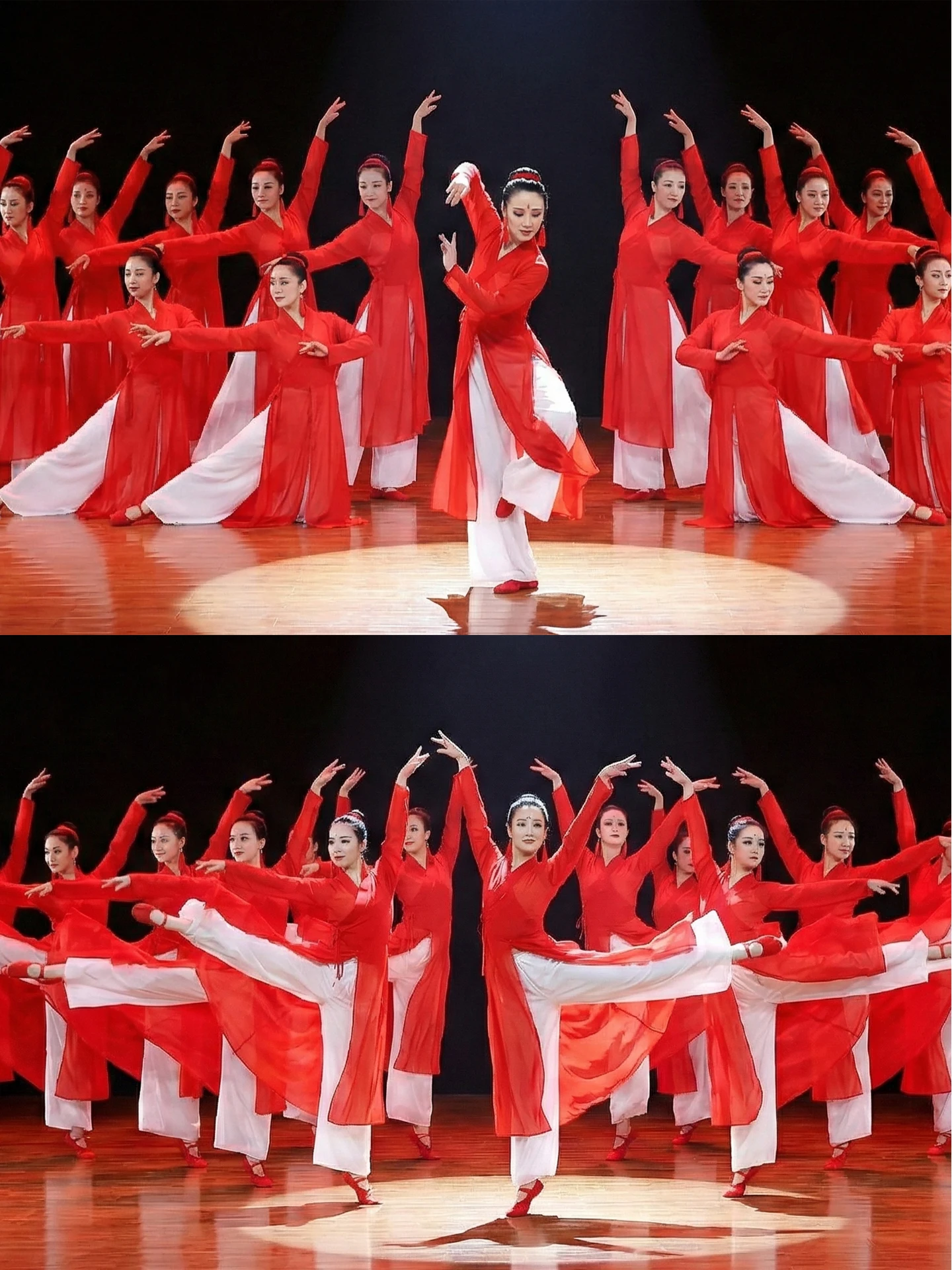 

Red Drumming Classical Dance Performance Costume Bright Fan Son Snow Dragon Roar Elephant King Xiang Jiang Tewnjerll Stage Ou...