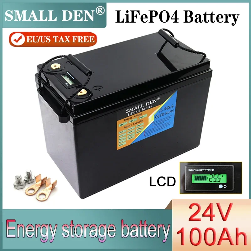 24V 100Ah LiFePO4 battery pack 4000W High power For 25.6v 29.2v Electric Boat Golf cart Forklift Inverter Solar storage With BMS