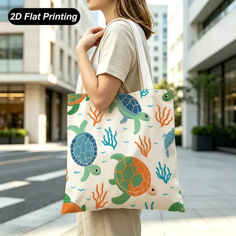 Style Cartoon And Seaweed Print Tote Bag，Lightweight, Durable, And Large Capacity，Adapte
