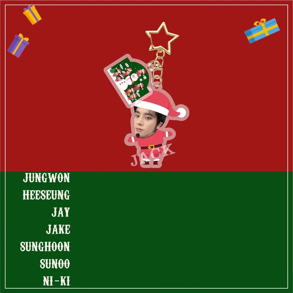 Kpop Boy Group New Christmas Keychain Creative Keyring JUNGWON HEESEUNG JAY JAKE SUNGHOON SUNOO NI-KI Fans Gifts Collection