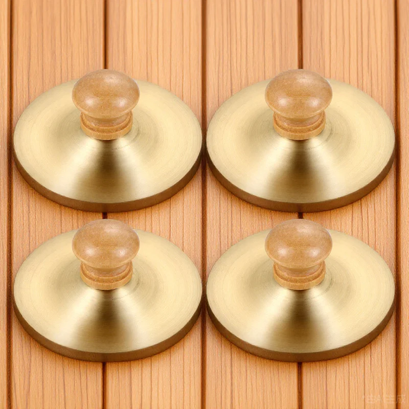 

2Pairs Kids Percussion Musical Instrument Copper Finger Cymbals Sturdy Wooden Handle Sharp Clear Sound for Children Playing