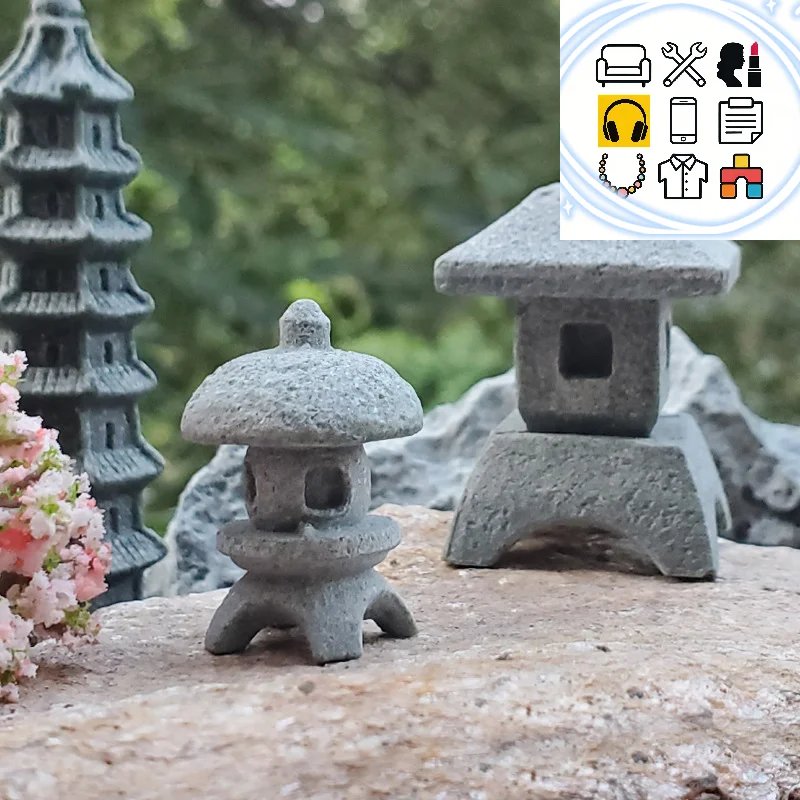 Gazebo Chinese Lanterns Mini Pagoda Model Decoration Stone Miniature Statue Sandstone Home Accessories