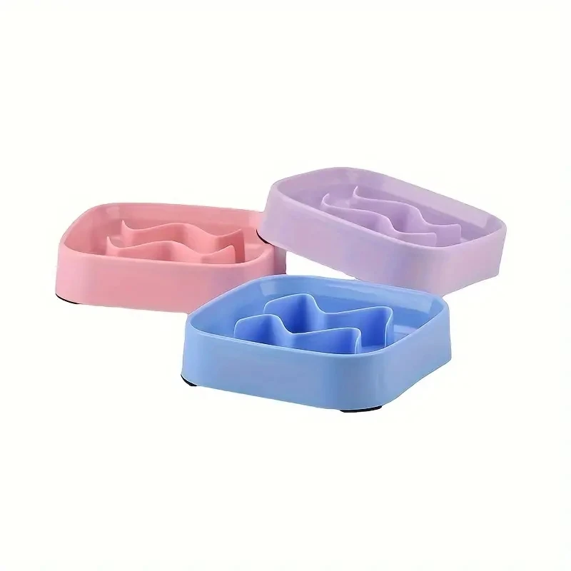 Square Pet Slow Feeding Cat Bowl Anti-choking Dog Puzzle Food Bowl Water Basin Anti-Overturning Cat Feeding Drinking Container