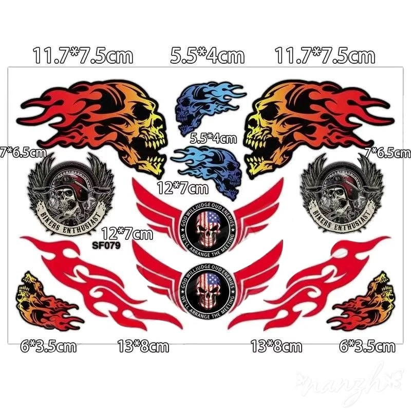Retro Motorcycle Decals Fuel Tank Waterproof Stickers For Harley Davidson Electra Glide Ultra Classic PA1250 114 Skull Pattern view 3