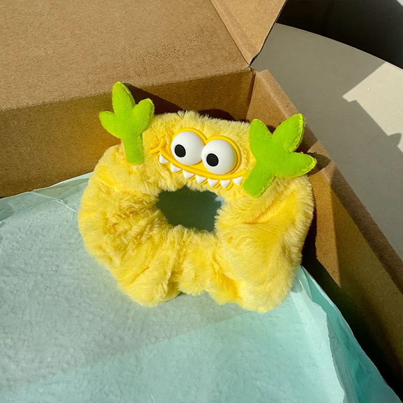 

Cartoon Small Monster Plush Scrunchies Elastic Hair Bands Winter Funny Hair Tie Rope Cute Children's Kawaii Accessories