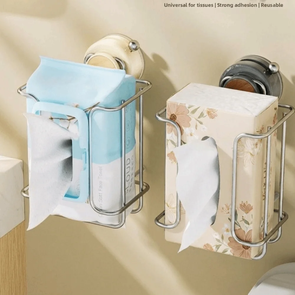 

Wall-mounted Suction Cup Toilet Paper Rack Punch-Free Suction Cup Wet Tissue Holder Space Saving Waterproof