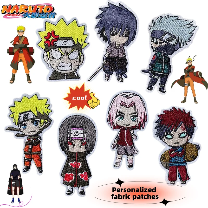 

Naruto fashion fabric patch, cute cartoon, personalized minimalist creative kawaii durable embroidered patch, gift for friends