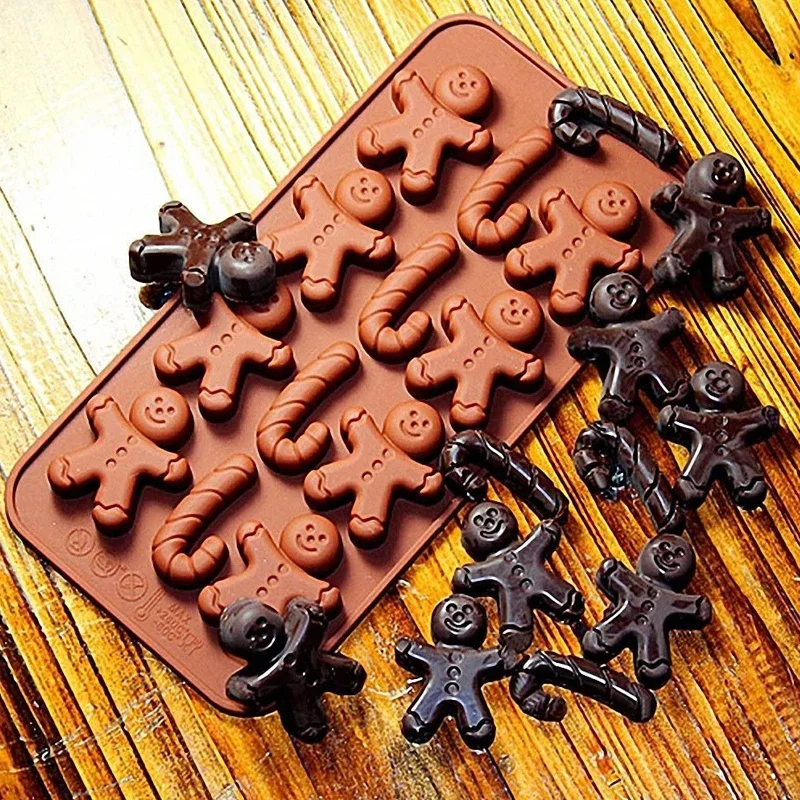 Christmas Gingerbread Man Candy Mold Silicone Mold Cookie Chocolate Baking Cake Mould Christmas Atmosphere Scented Candle Mould