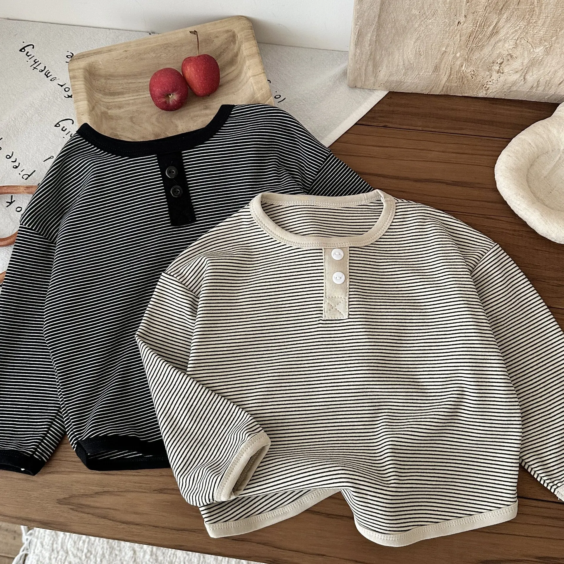 

2025 Autumn New Children Casual Striped T Shirts Boys Girls Long Sleeve Tops Loose Baby Shirts Fashion Kids Clothes