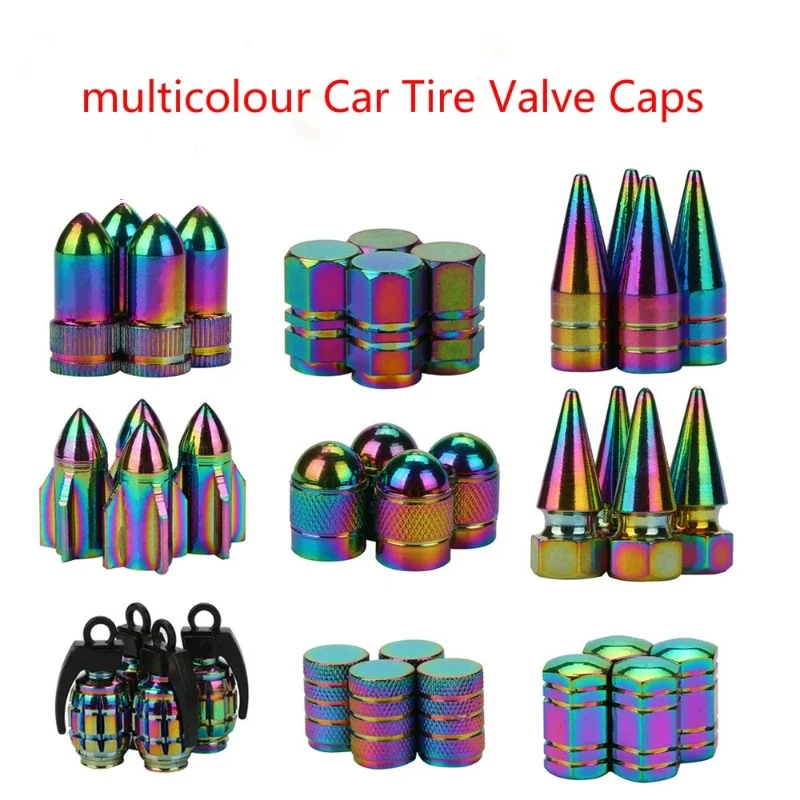 1PCS Neon Lights Color Aluminum Car Tire Valve Caps General Cars Truck Air Port Cover High Quality Tire Valve Wheel Stem Cap