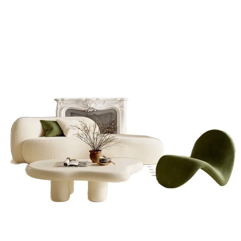

Cream wind, lamb wool sofa, special-shaped simple living room small apartment sofa