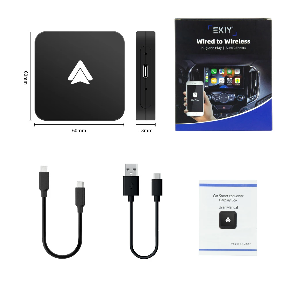 EKIY A2 Wired to Wireless Android Auto Adapter For Wired Android Auto Cars Smart Ai Box Bluetooth WiFi Spotify Auto Connect Map