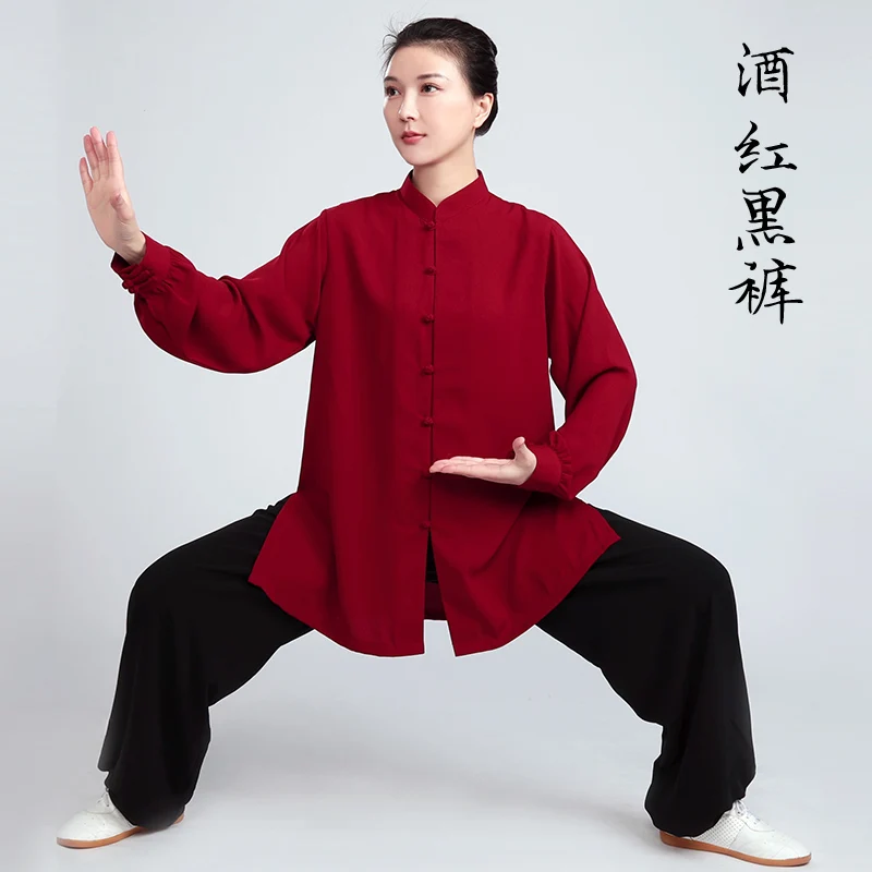 Wudang Tai Chi clothing women\'s high-end tai chi training clothing men spring and autumn winter long small buckle