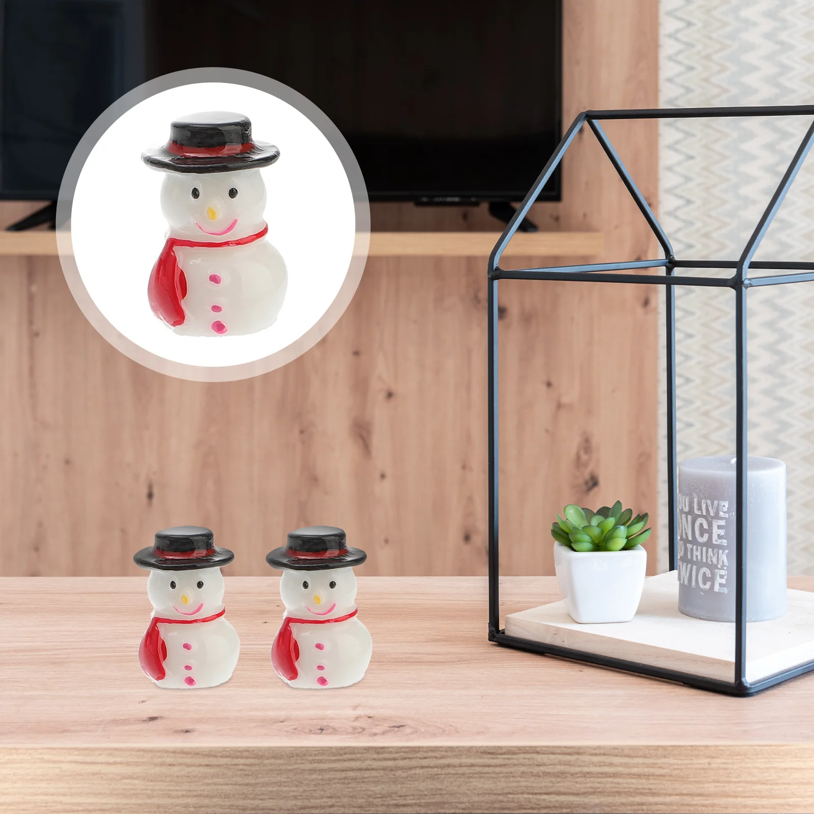 

10Pcs Snowman Ornaments Resin Mini Christmas Decorations Lightweight Desktop Garden Home Decor Miniature Christmas Decor