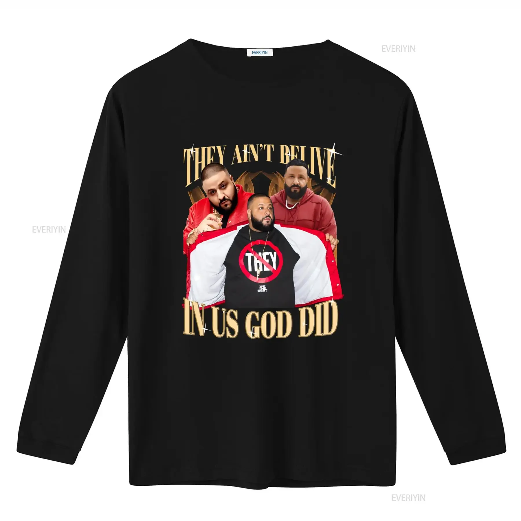 DJ Khaled They Ain't Believe in Us God Did T Shirt Hip Hop Style  vintage Washed Stylish graphic Stretched homme Breathable