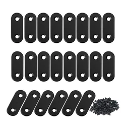 Promotion! 22 Pcs Straight Brace Brackets Stainless Steel Black Mending Plate Connector With Screws Flat Brackets For Wood