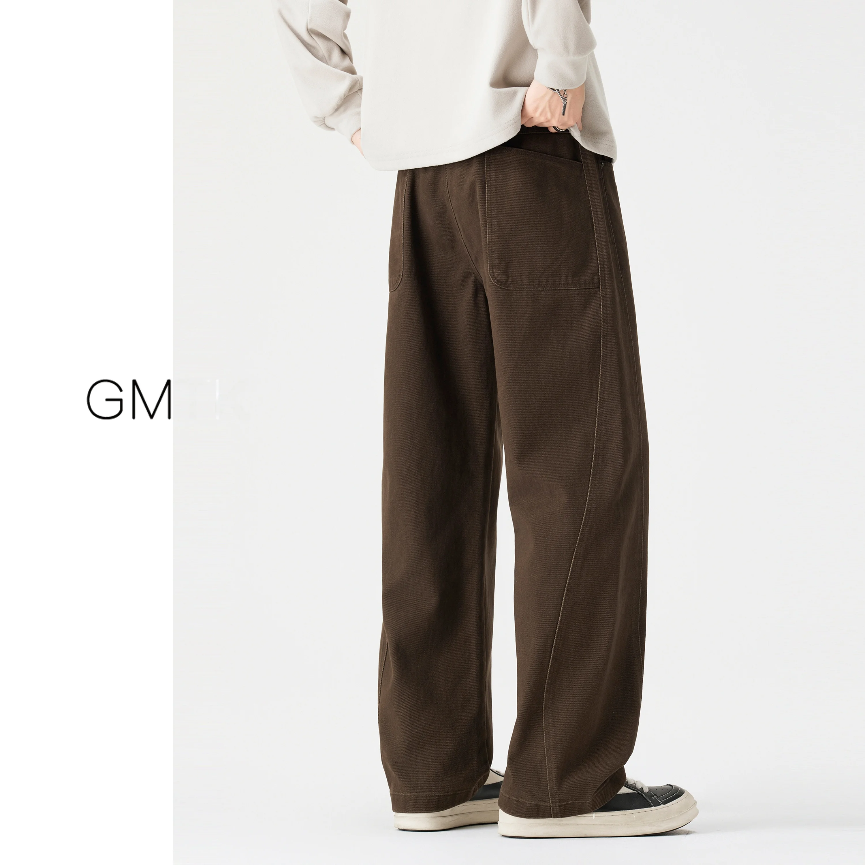 

Thiened Fce Autumn Winter Casual Pants Men Straight Loose Fit Vintage Waed Wide Leg Long Trousers Comfortable Breathab...