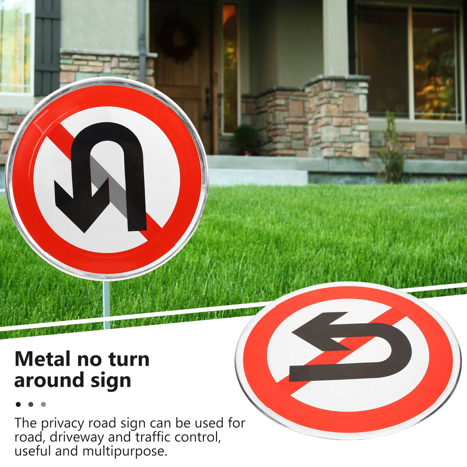 

Metal No Turn Around Sign Easy Install Reflective No Turn Around Driveway Privacy Road Number Signs for Yard