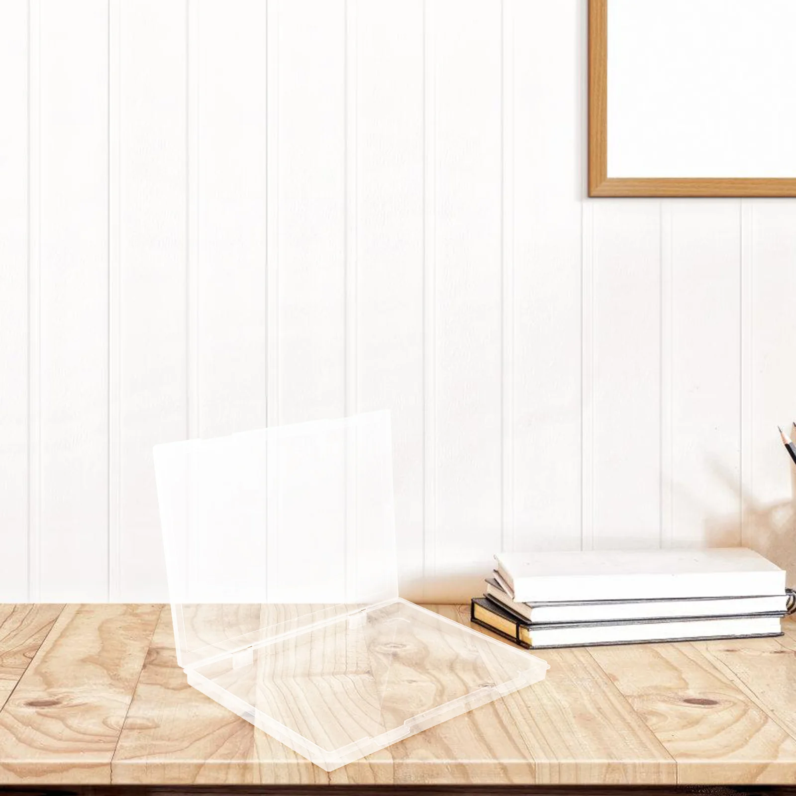 2pcs Transparent File Box With Lid Pp Plastic Portable Document Storage Organizer Waterproof Dustproof Paper Protector