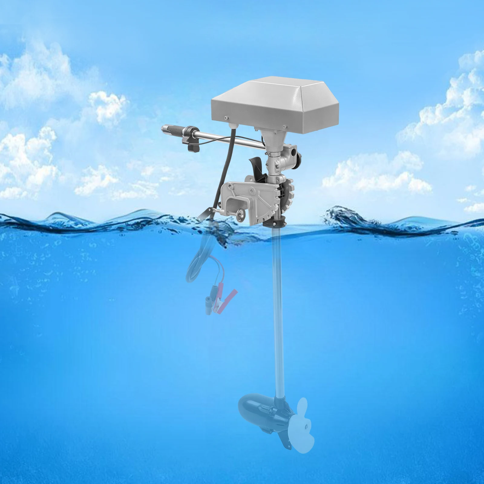 

800-1500W 12-24V Electric Underwater Outboard Motor Engine Infinitely Variable Gear LED Display for Boats with 6.6-14.8ft Length