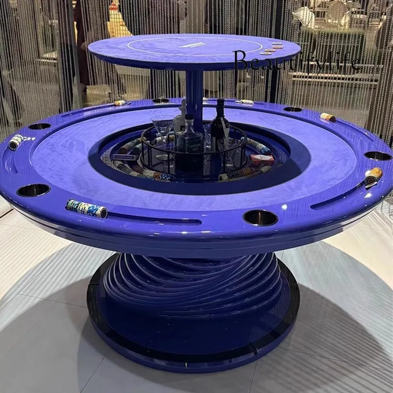 High-end Italian light luxury club multi-person round table chip table and card room